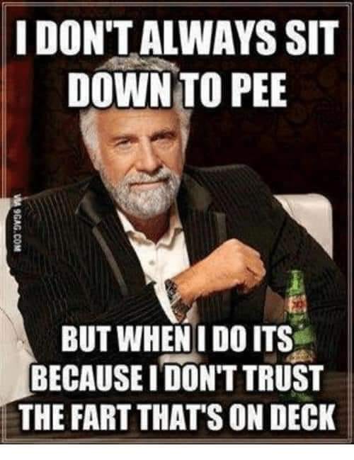 funny memes and pics - people suck meme - I Don'T Always Sit Down To Pee Va 9GAG.Com But When I Do Its Because I Don'T Trust The Fart That'S On Deck