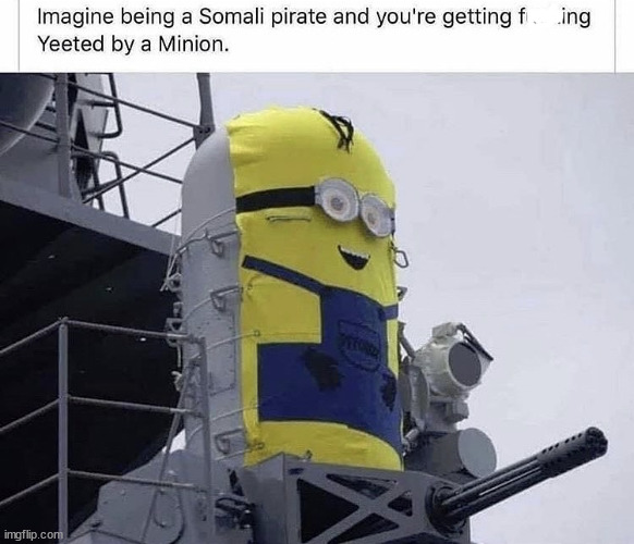 yeeted by a minion - Imagine being a Somali pirate and you're getting fi Yeeted by a Minion. ing imgflip.com