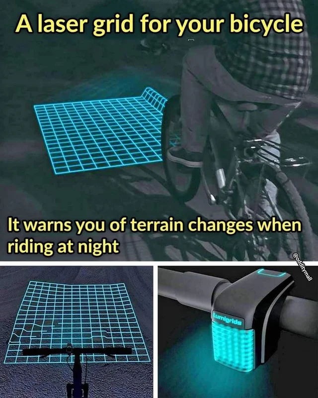 bicycle laser grid - A laser grid for your bicycle It warns you of terrain changes when riding at night
