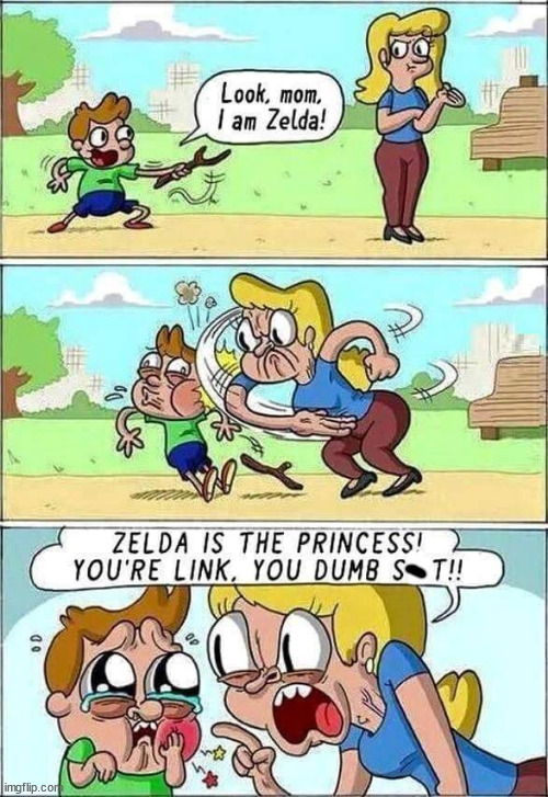 cool randoms  - look mom im zelda - Look, mom I am Zelda! Zelda Is The Princess! You'Re Link, You Dumb Sot!! 00 imgflip.com