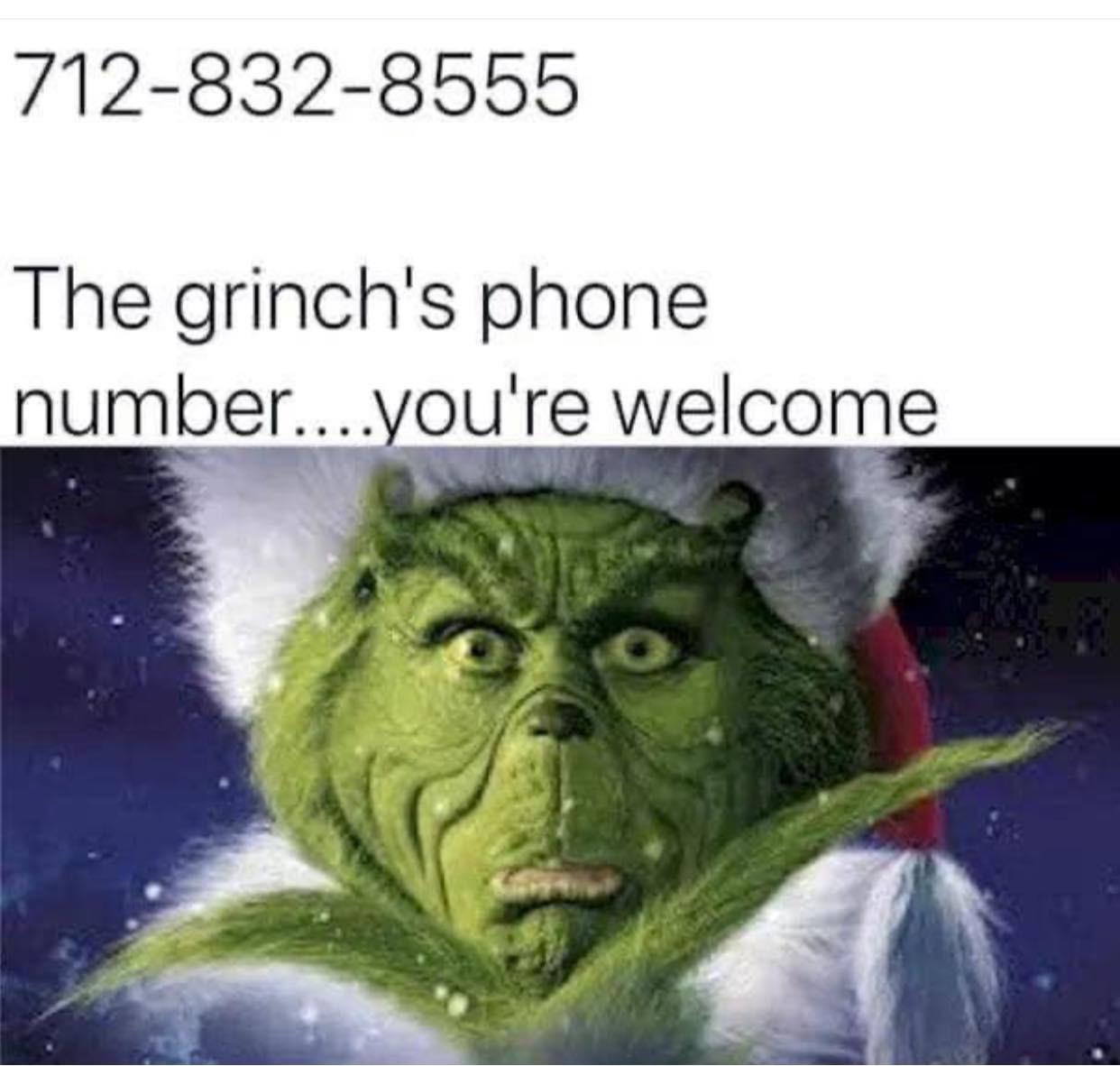 cool randoms  - grinch stole christmas - 7128328555 The grinch's phone number....you're welcome