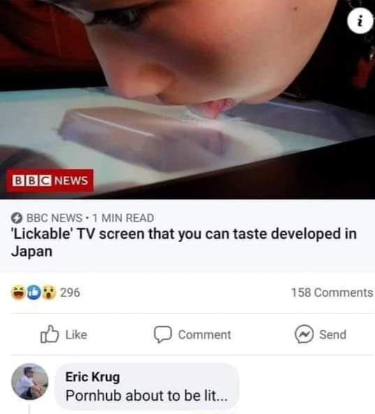 bbc - i On Bc News Bbc News 1 Min Read "Lickable' Tv screen that you can taste developed in Japan 296 158 Comment Send Eric Krug Pornhub about to be lit...