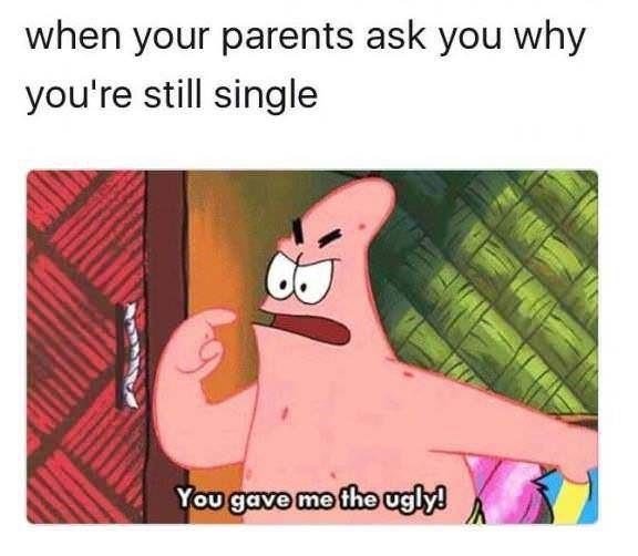 your parents ask why you re single - when your parents ask you why you're still single You gave me the ugly!