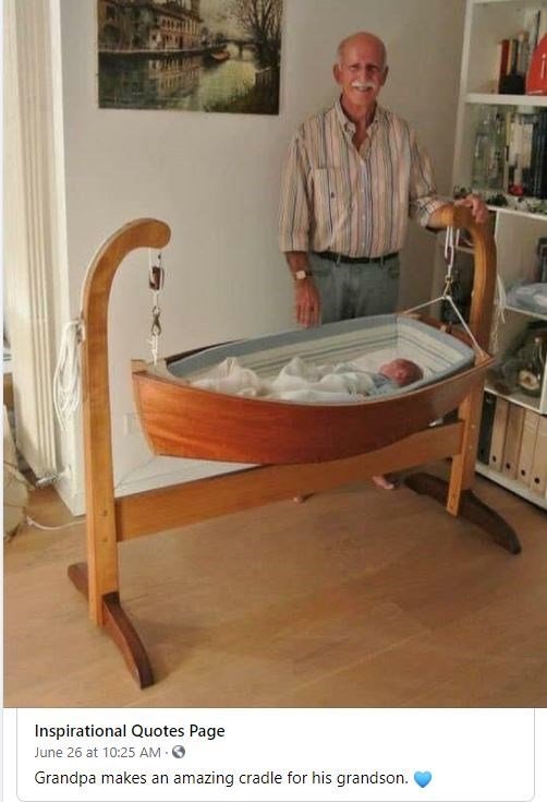 baby on a boat meme - Inspirational Quotes Page June 26 at Grandpa makes an amazing cradle for his grandson.