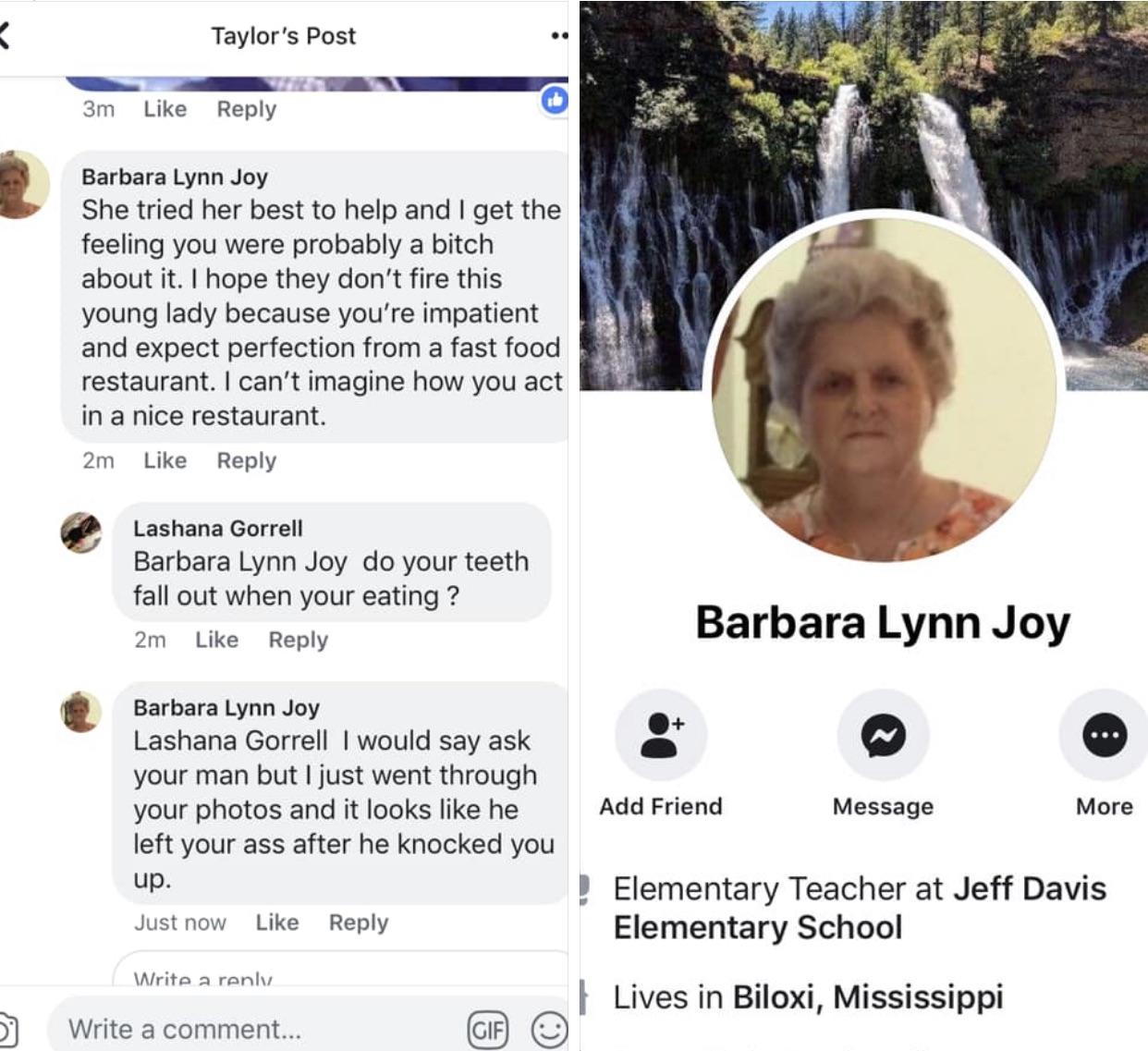awesome randoms  - mcarthur-burney falls interpretive association - Taylor's Post m Barbara Lynn Joy She tried her best to help and I get the feeling you were probably a bitch about it. I hope they don't fire this young lady because you're impatient and e
