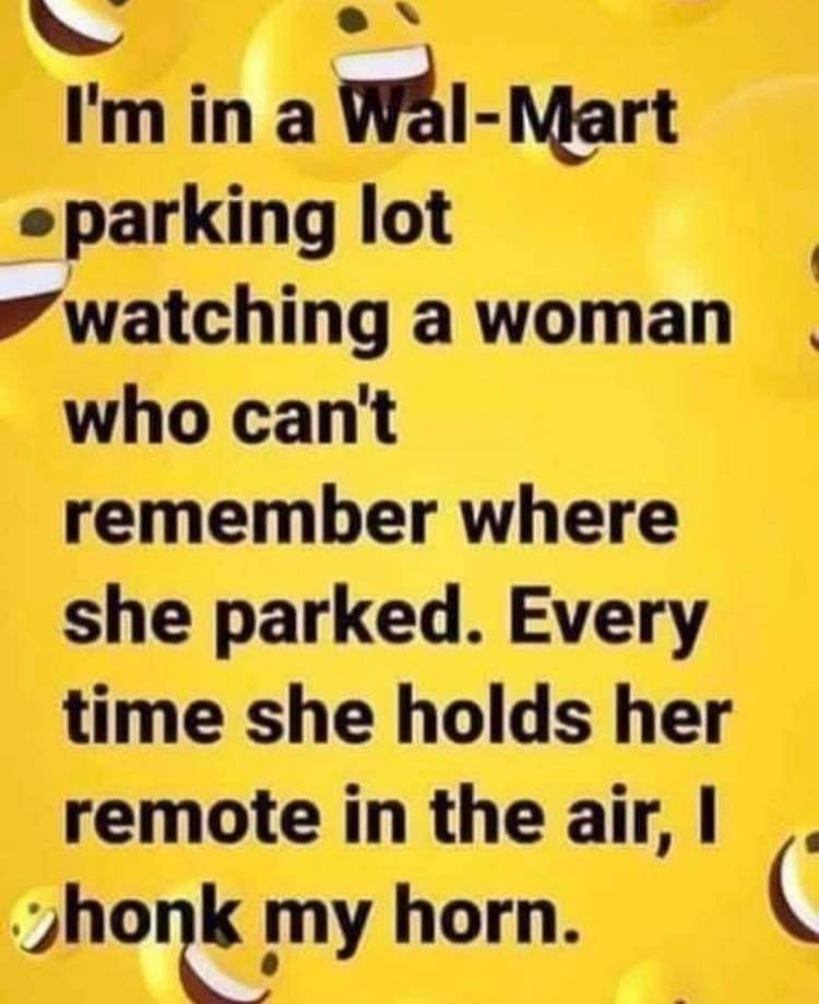 awesome randoms  - bella quotes - I'm in a WalMart parking lot watching a woman who can't remember where she parked. Every time she holds her remote in the air, 1 honk my horn.