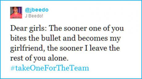 fun randoms - funny photos - quotes - J Beedo! Dear girls The sooner one of you bites the bullet and becomes my girlfriend, the sooner I leave the rest of you alone.