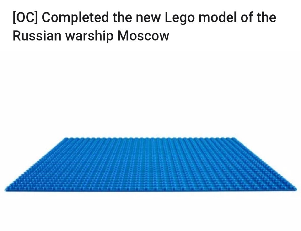 monday morning randomness-  angle - Oc Completed the new Lego model of the Russian warship Moscow