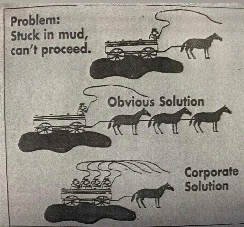 funny pics and memes - problem stuck in mud can t proceed - Problem Stuck in mud, can't proceed. Obvious Solution Part Corporate Solution