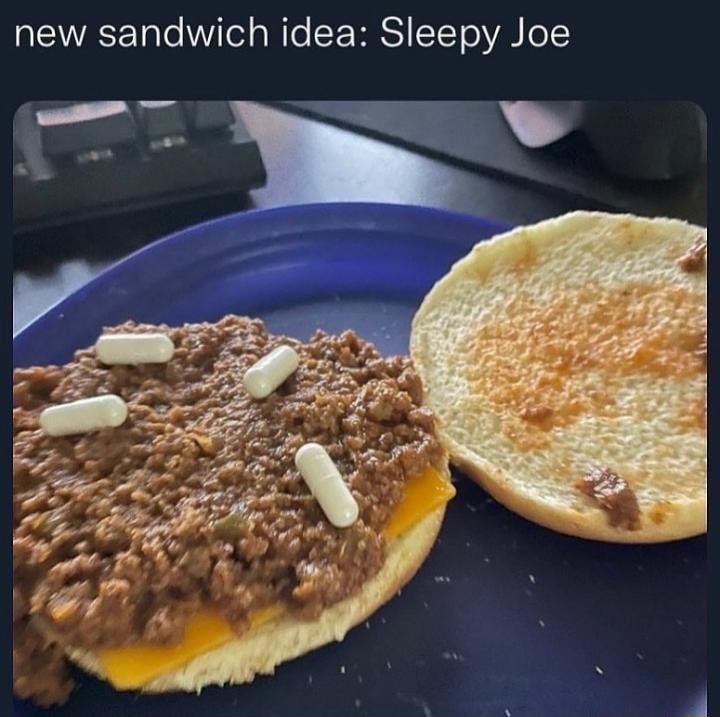 funny pics and memes - breakfast - new sandwich idea Sleepy Joe