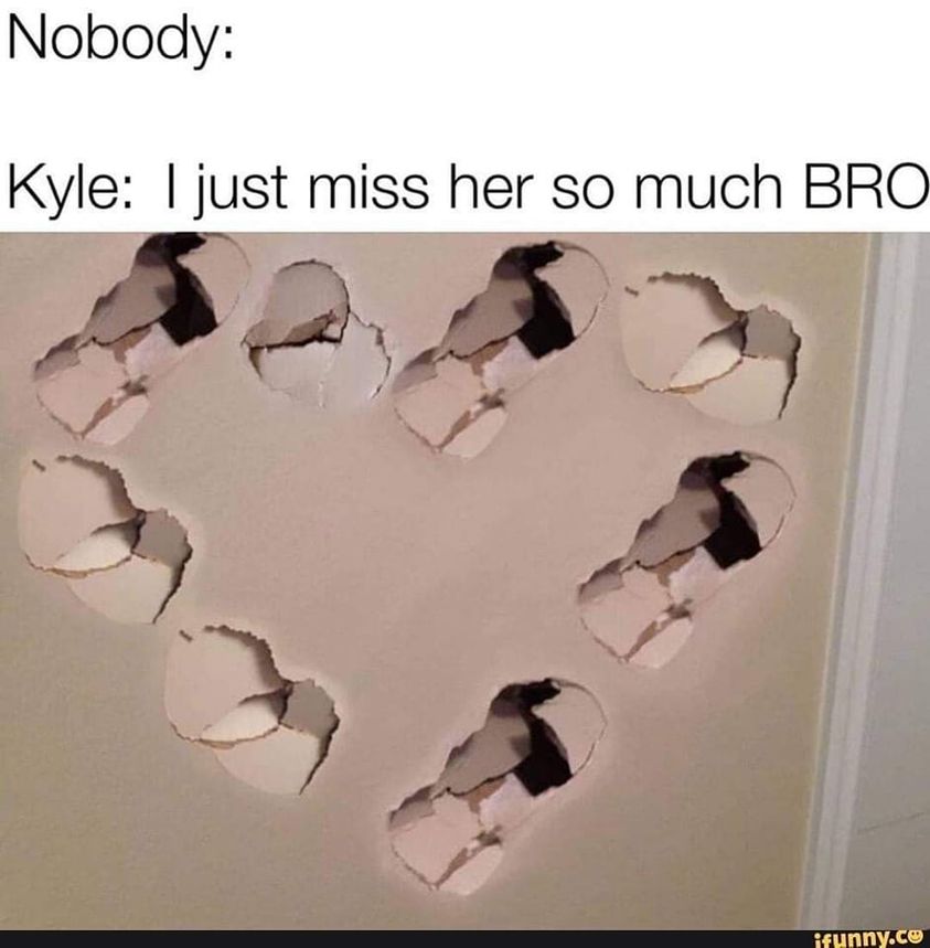 funny memes and pics - kyle i miss her so much bro - Nobody Kyle I just miss her so much Bro ifunny.co