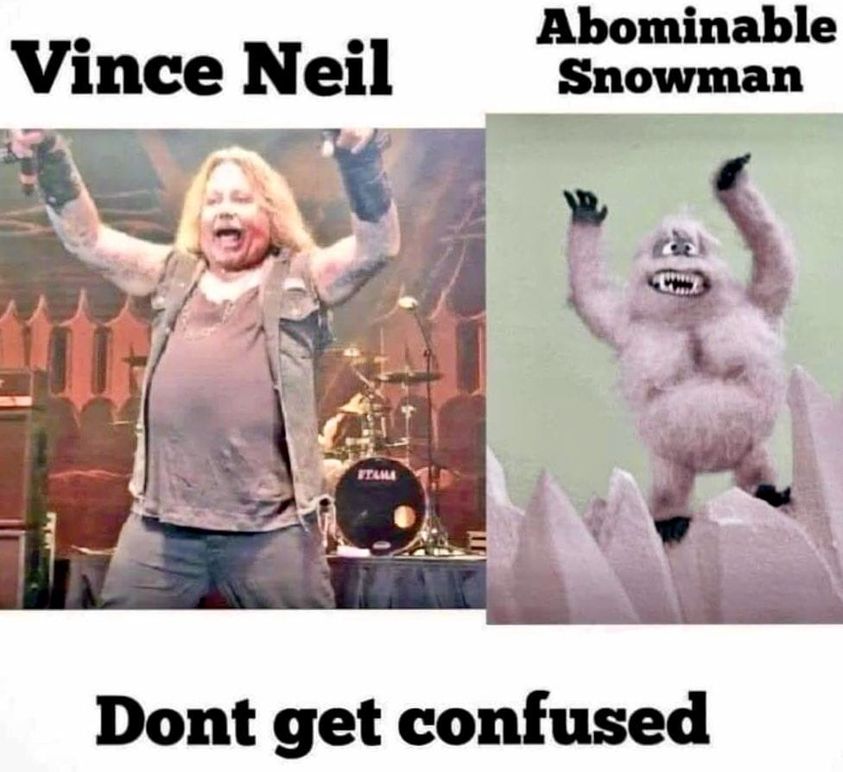 funny memes and pics - vince neil abominable snowman twitter - Abominable Snowman Vince Neil Jiff Ftame Dont get confused