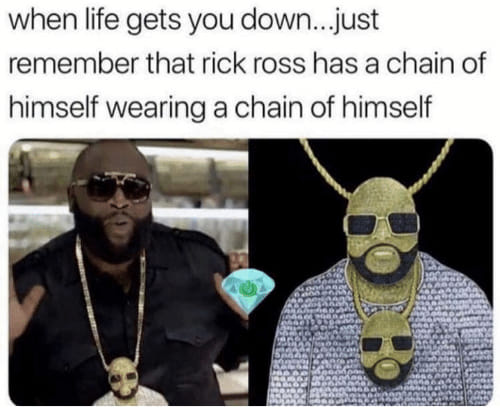 funny memes and pics - human - when life gets you down...just remember that rick ross has a chain of himself wearing a chain of himself