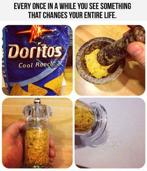 funny memes and pics - ball of dorito flavoring - Every Once In A While You See Something That Changes Your Entire Life. Doritos Cool Ranch