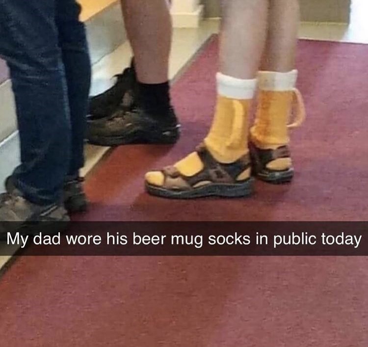 random photos and pics - bier kiz - My dad wore his beer mug socks in public today