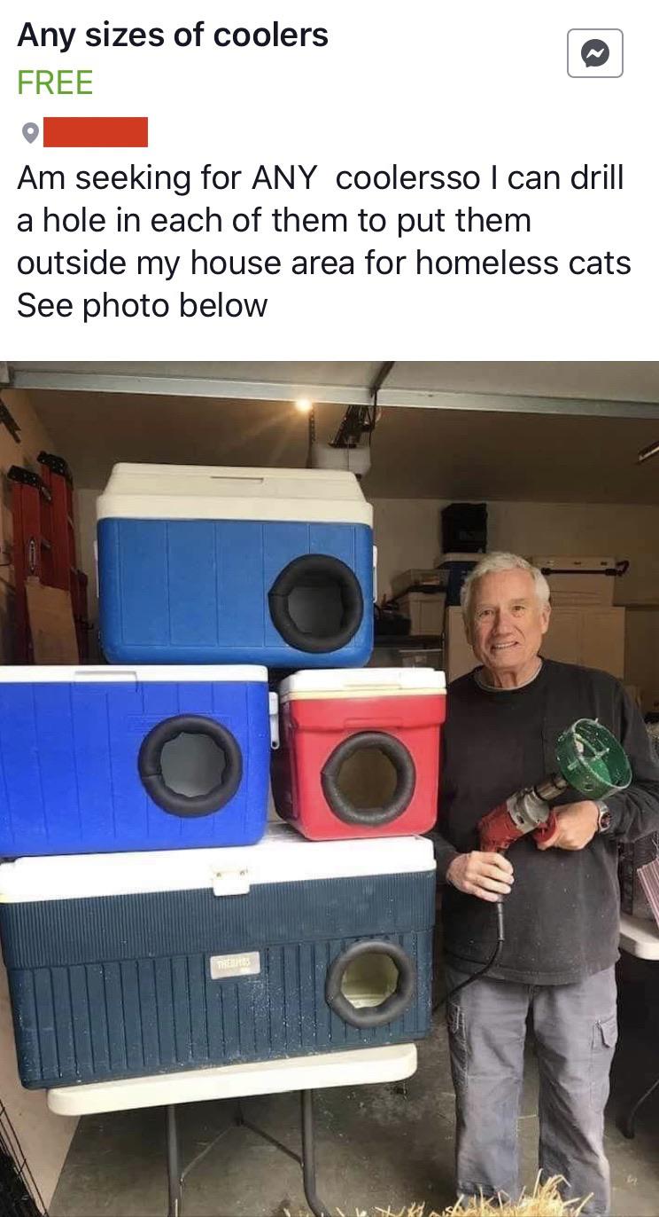random photos and pics - Any sizes of coolers Free Am seeking for Any coolersso I can drill a hole in each of them to put them outside my house area for homeless cats See photo below Olo Thermes 48
