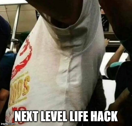 funny memes and pics - underarm sweat panty liner - Next Level Life Hack imgflip.com