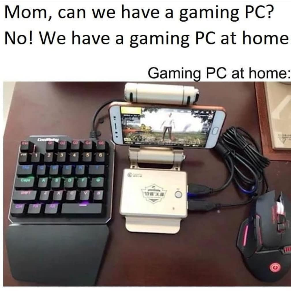 awesome random pics - funny pc setup - Mom, can we have a gaming Pc? No! We have a gaming Pc at home Gaming Pc at home Cap