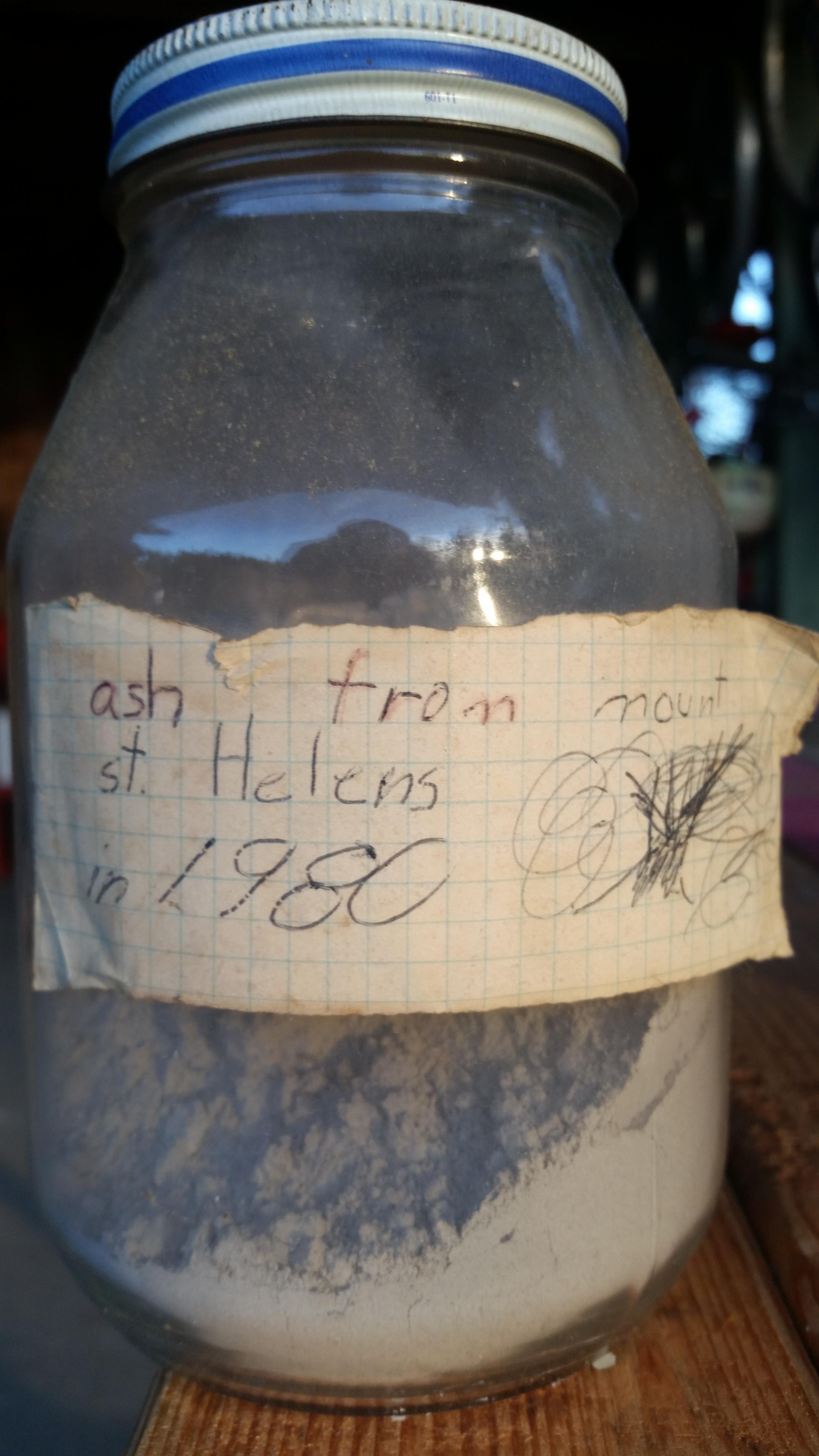 daily dose of randoms - mason jar - from. ash st. Helens 1980 mouit