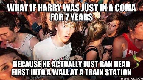 daily dose of randoms - sudden clarity clarence - What If Harry Was Just In A Coma For 7 Years Because He Actually Just Ran Head First Into A Wall At A Train Station Memeful.Com