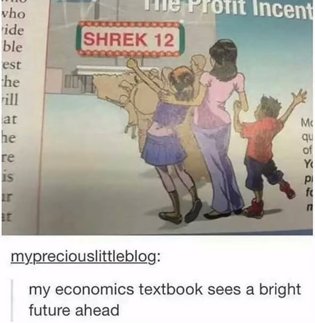 daily dose of randoms - shrek 12 textbook - vho ide ble est the ill at he re is At Shrek 12 ofit Incent Mc qu of Y mypreciouslittleblog my economics textbook sees a bright future ahead pl f n
