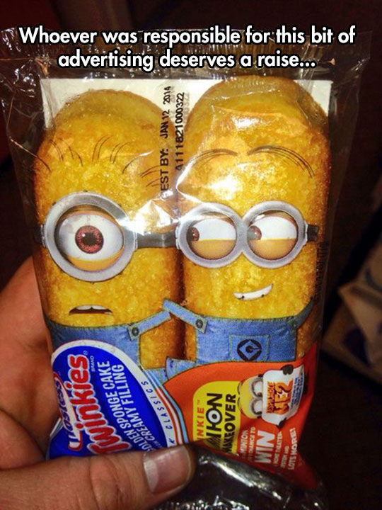 daily dose of randoms - twinkie quotes - Hostess Twinkies Olden Sponge Cake Creamy Filling Classics Nkie Wion Makeover Minion Chance To Win Home Theater Pstok And Lots More! LE2 Est By 4111821000322 Whoever was advertising deserves a raise... responsible 