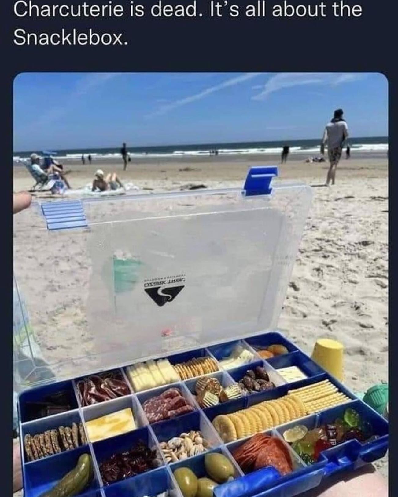 funny pics and randoms - beach snacks - Charcuterie is dead. It's all about the Snacklebox. Bilder Forinneri Oxsrsk Lissi, F M