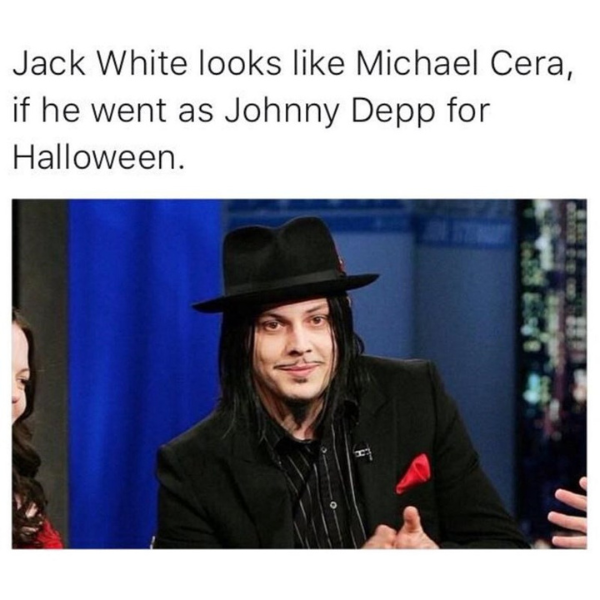 monday morning randomness - fedora - Jack White looks Michael Cera, if he went as Johnny Depp for Halloween.