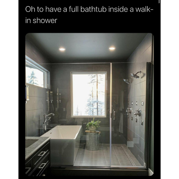 monday morning randomness - bathtub inside a shower - Oh to have a full bathtub inside a walk in shower > Ineta Armasy