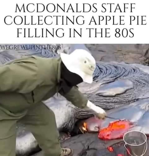 daily dose of randoms -  fauna - Mcdonalds Staff Collecting Apple Pie Filling In The 80S WEGREWUPINTHE808