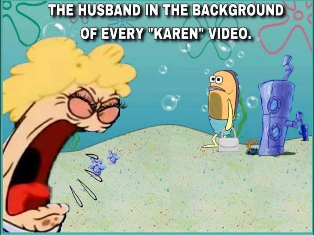 cool random pics and memes - cartoon - The Husband In The Background Of Every "Karen" Video. 00