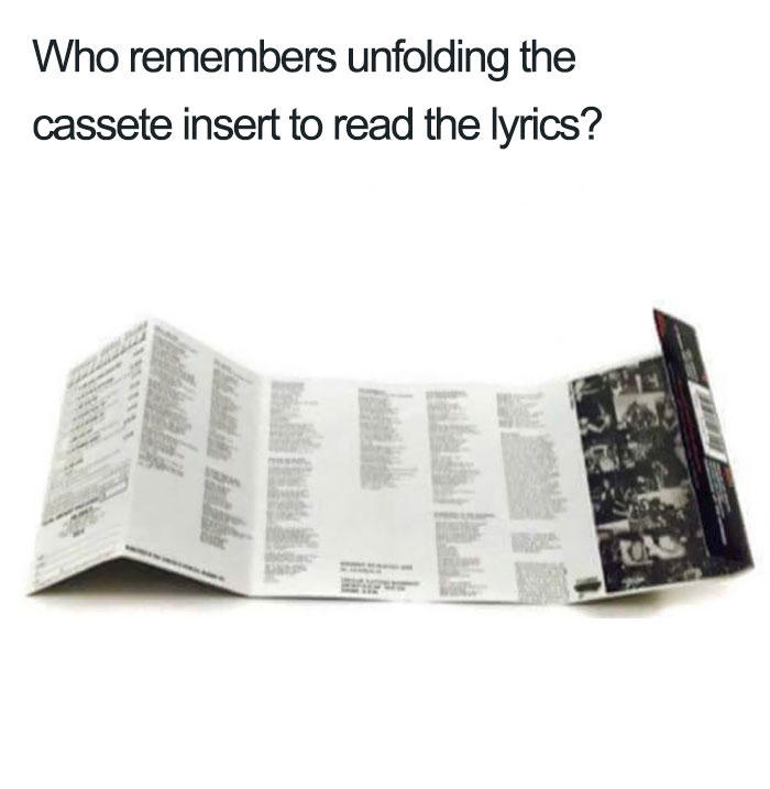 daily dose of randoms - cassette insert lyrics - Who remembers unfolding the cassete insert to read the lyrics?