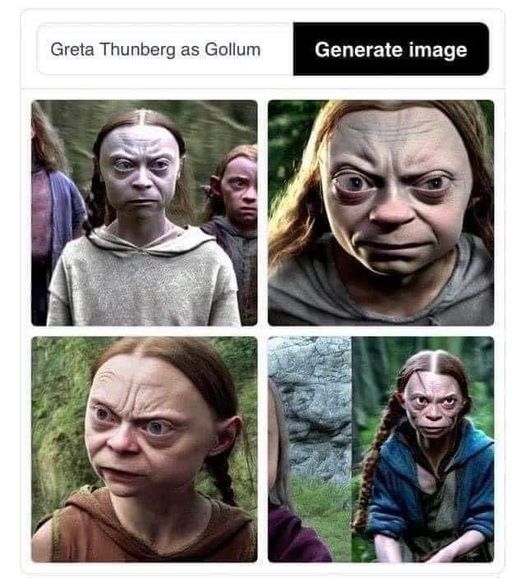 funny pics and memes - Greta Thunberg - Greta Thunberg as Gollum Generate image