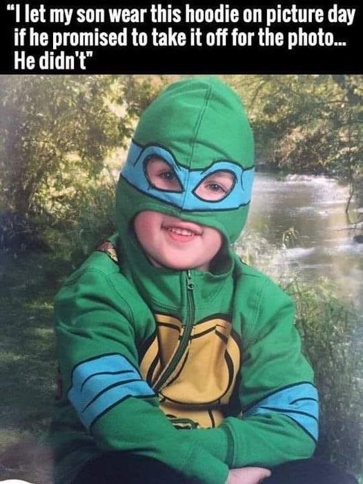 funny pics and memes - cool - "I let my son wear this hoodie on picture day if he promised to take it off for the photo... He didn't"