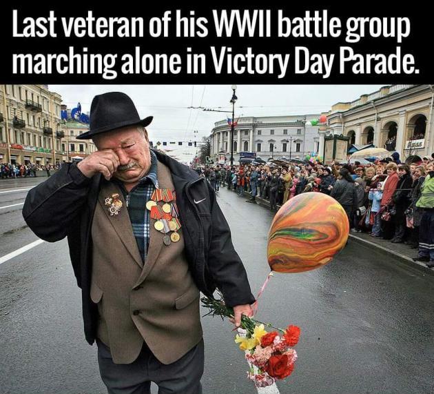 funny and svage memes - eurasia - Last veteran of his Wwii battle group marching alone in Victory Day Parade. Auss