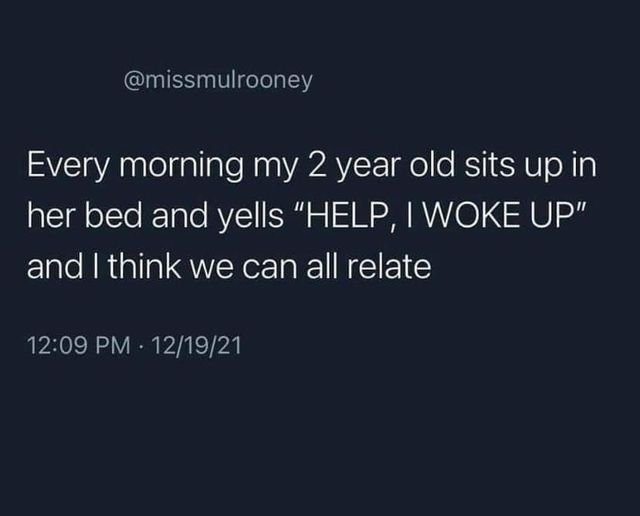 cool random pics and memes - Crossings Lexington - Every morning my 2 year old sits up in her bed and yells "Help, I Woke Up" and I think we can all relate 121921