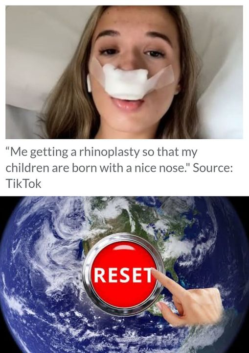 dank memes and pics - observable universe gif - "Me getting a rhinoplasty so that my children are born with a nice nose." Source TikTok Reset