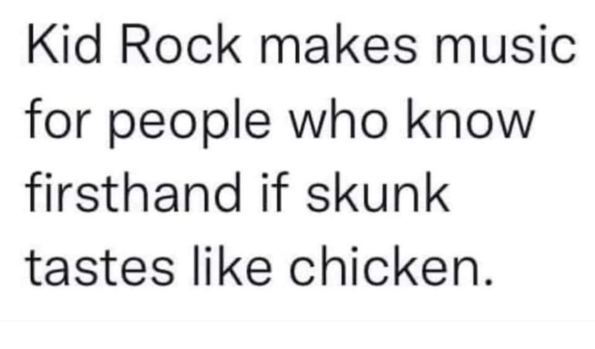 dank memes and pics - Kid Rock makes music for people who know firsthand if skunk tastes chicken.