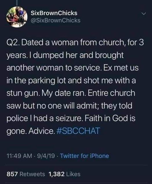 funny memes and tweets - truth social merry christmas - SixBrownChicks Q2. Dated a woman from church, for 3 years. I dumped her and brought another woman to service. Ex met us in the parking lot and shot me with a stun gun. My date ran. Entire church saw 