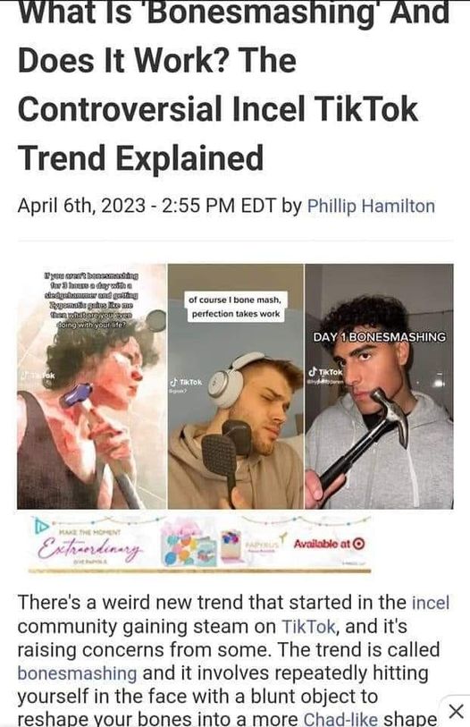 dank memes - bonesmashing trend tiktok - What Is 'Bonesmashing' And Does It Work? The Controversial Incel TikTok Trend Explained April 6th, 2023 Edt by Phillip Hamilton Tymt becamasking arhice a day with sledgehammer and gothing Repamatis guies Ite mus Th