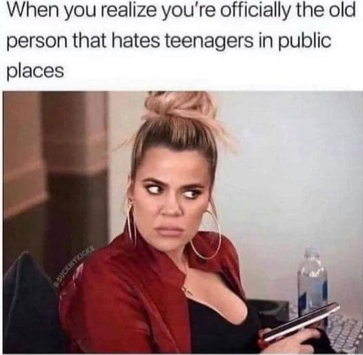 dank memes - you re over 30 meme - When you realize you're officially the old person that hates teenagers in public places Suckmykicks