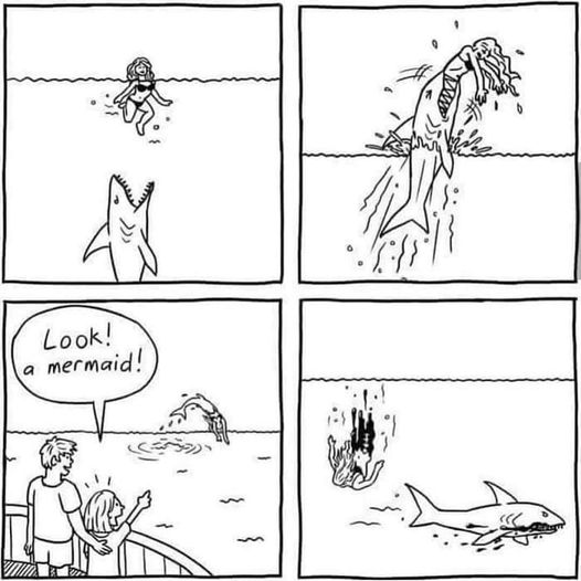 fresh memes - shark mermaid comic - a Look! mermaid!