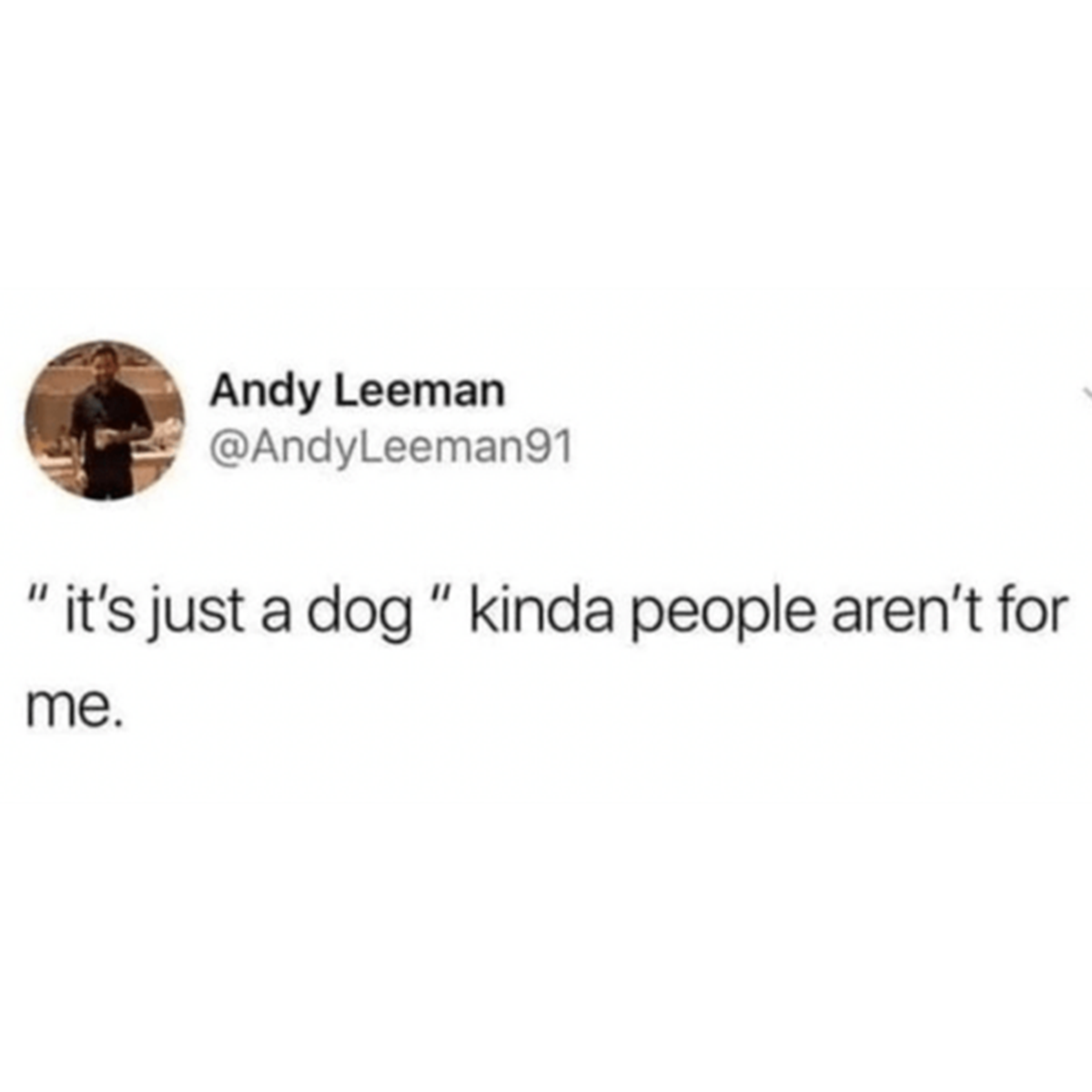 screenshot - Andy Leeman "it's just a dog " kinda people aren't for me.