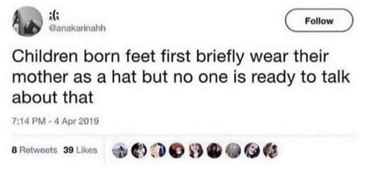screenshot - Children born feet first briefly wear their mother as a hat but no one is ready to talk about that 8 39