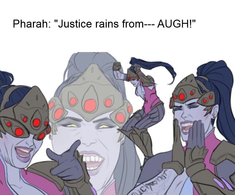widowmaker memes - Pharah "Justice rains fromAugh!" cond