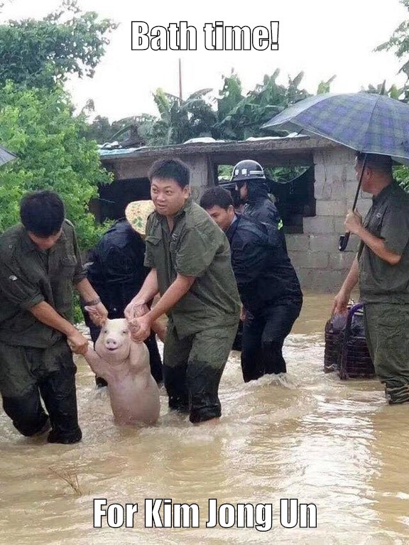 Kim Jong Un gets a bath, courtesy of the local villagers.