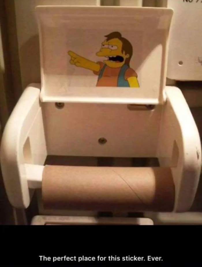 nelson muntz funny - The perfect place for this sticker. Ever.