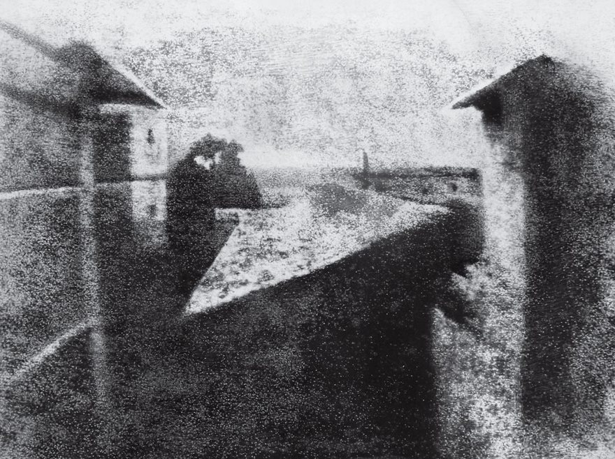 View From The Window At Le Gras, Joseph Nicéphore Niépce, 1826

It took a unique combination of ingenuity and curiosity to produce the first known photograph, so it’s fitting that the man who made it was an inventor and not an artist. In the 1820s, Joseph Nicéphore Niépce had become fascinated with the printing method of lithography, in which images drawn on stone could be reproduced using oil-based ink. Searching for other ways to produce images, Niépce set up a device called a camera obscura, which captured and projected scenes illuminated by sunlight, and trained it on the view outside his studio window in eastern France. The scene was cast on a treated pewter plate that, after many hours, retained a crude copy of the buildings and rooftops outside. The result was the first known permanent photograph. It is no overstatement to say that Niépce’s achievement laid the groundwork for the development of photography. Later, he worked with artist Louis Daguerre, whose sharper daguerreotype images marked photography’s next major advancement.