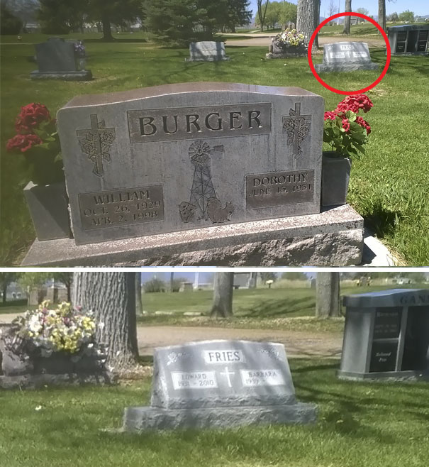 funny tombstones - Burger Dorothy Sune 150 1981 William 01. 26. 1929 B. 2. 1998 Fries Wd Sa