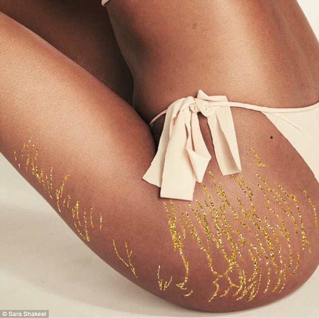 Owning the stripes! Artist celebrates women's stretch marks on Instagram by covering them in glitter